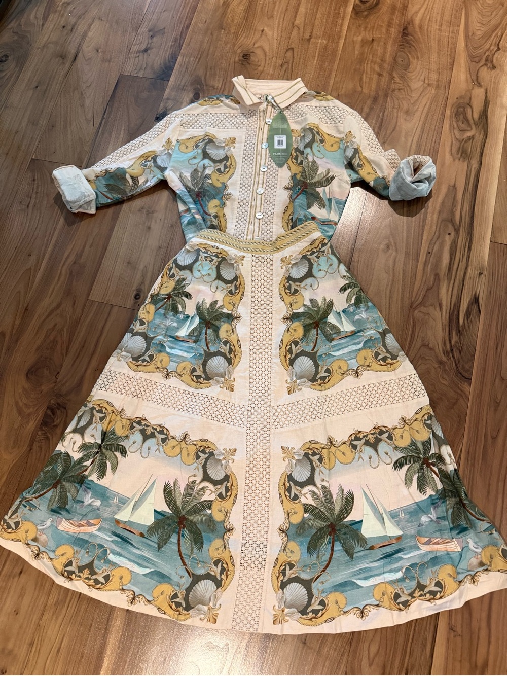 NEW FARM Rio Girls Tropical - 2 pieces Skirt and Shirt in Cream, Teal & Mustard - Picture 8 of 8
